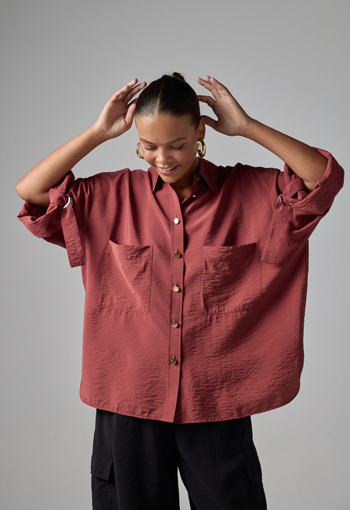 Choice Solid Relaxed Fit Shirt Brick