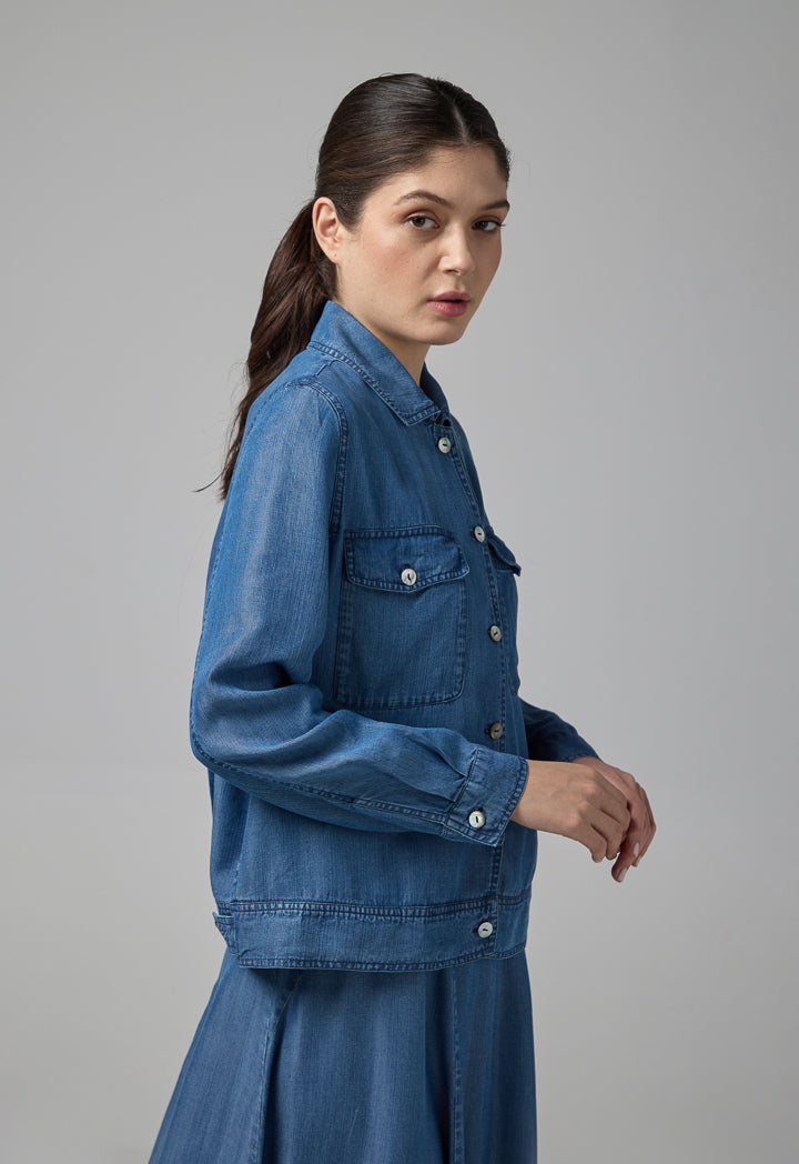 Choice Single Tone Long Sleeve Jacket Navy