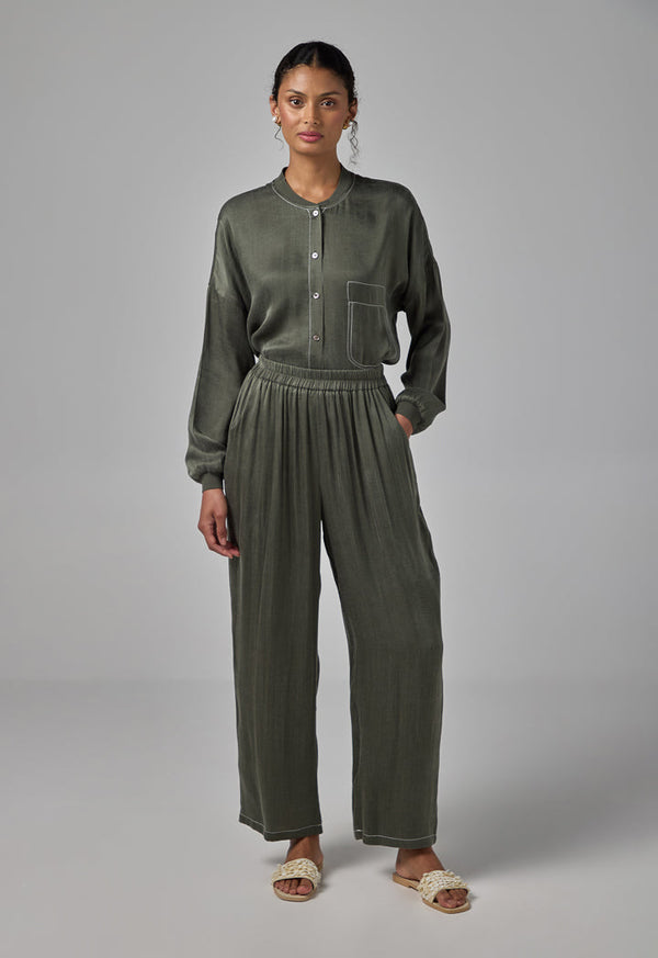 Choice Elasticated Waist Basic Trousers Khaki