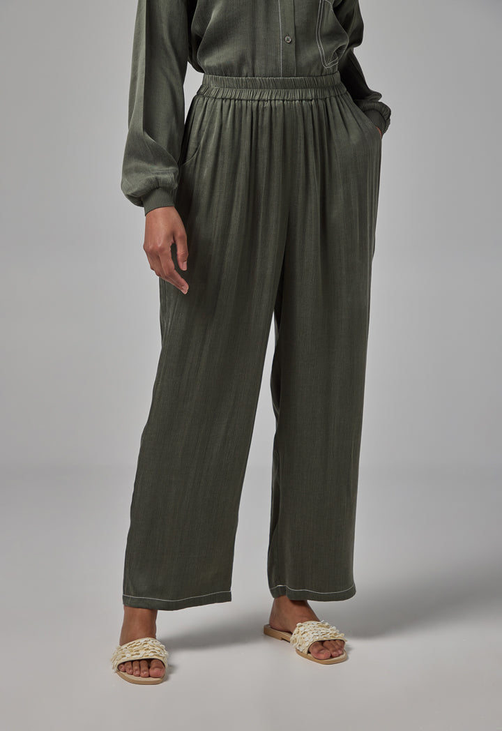 Choice Elasticated Waist Basic Trousers Khaki