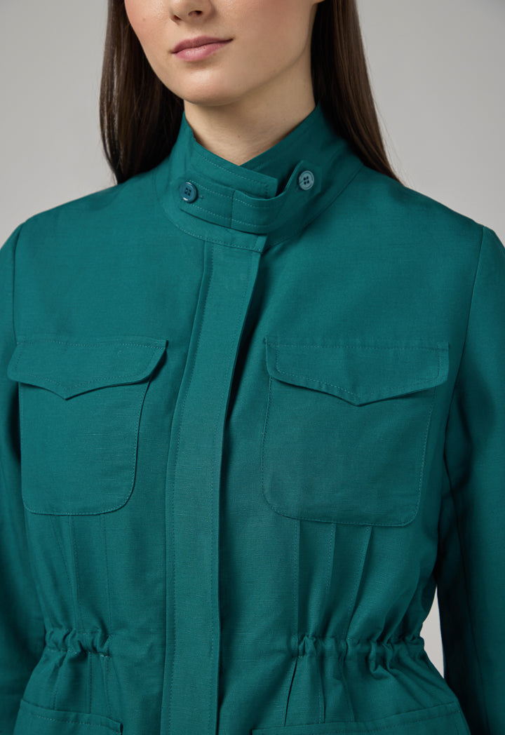 Choice Front Flap Pocket Basic Jacket Teal