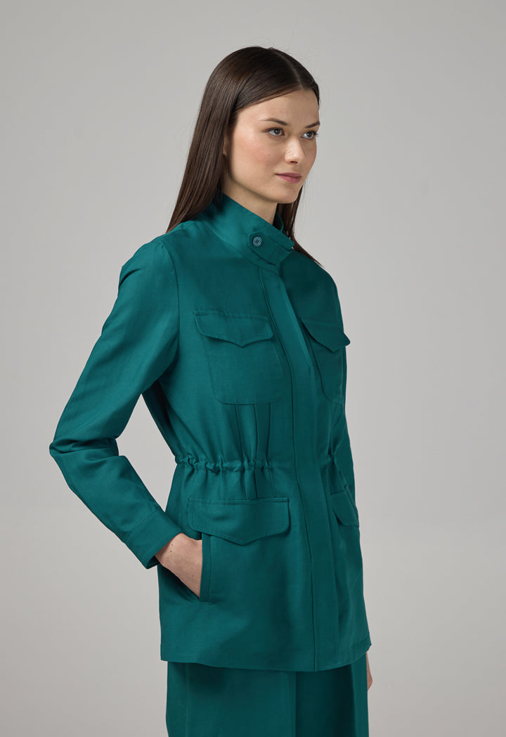 Choice Front Flap Pocket Basic Jacket Teal