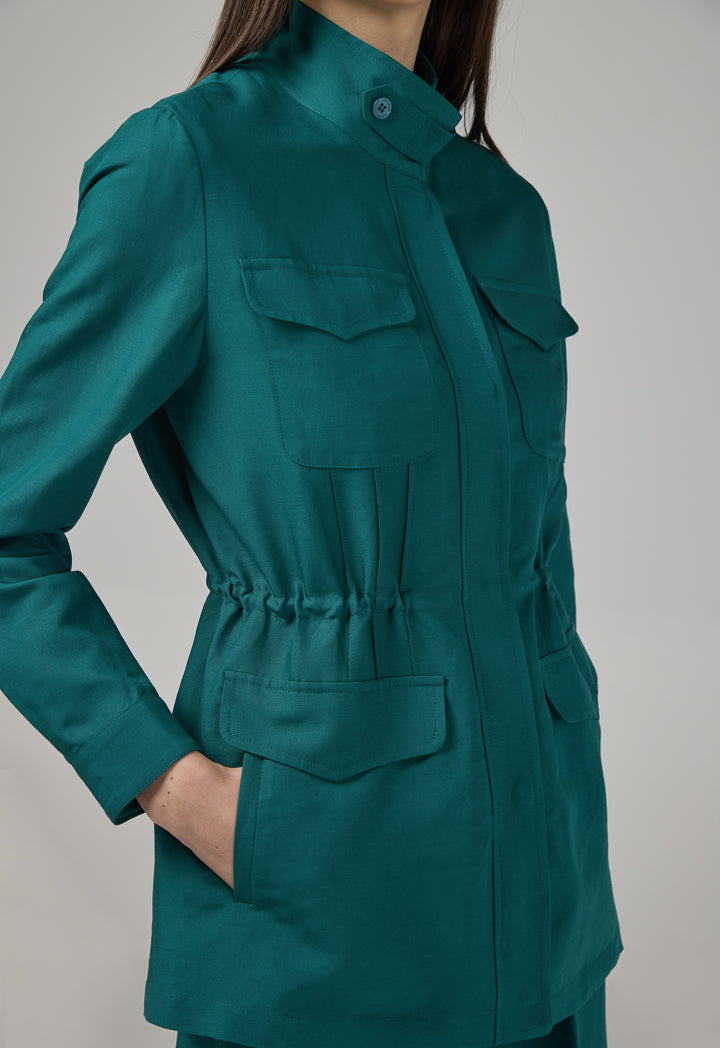 Choice Front Flap Pocket Basic Jacket Teal