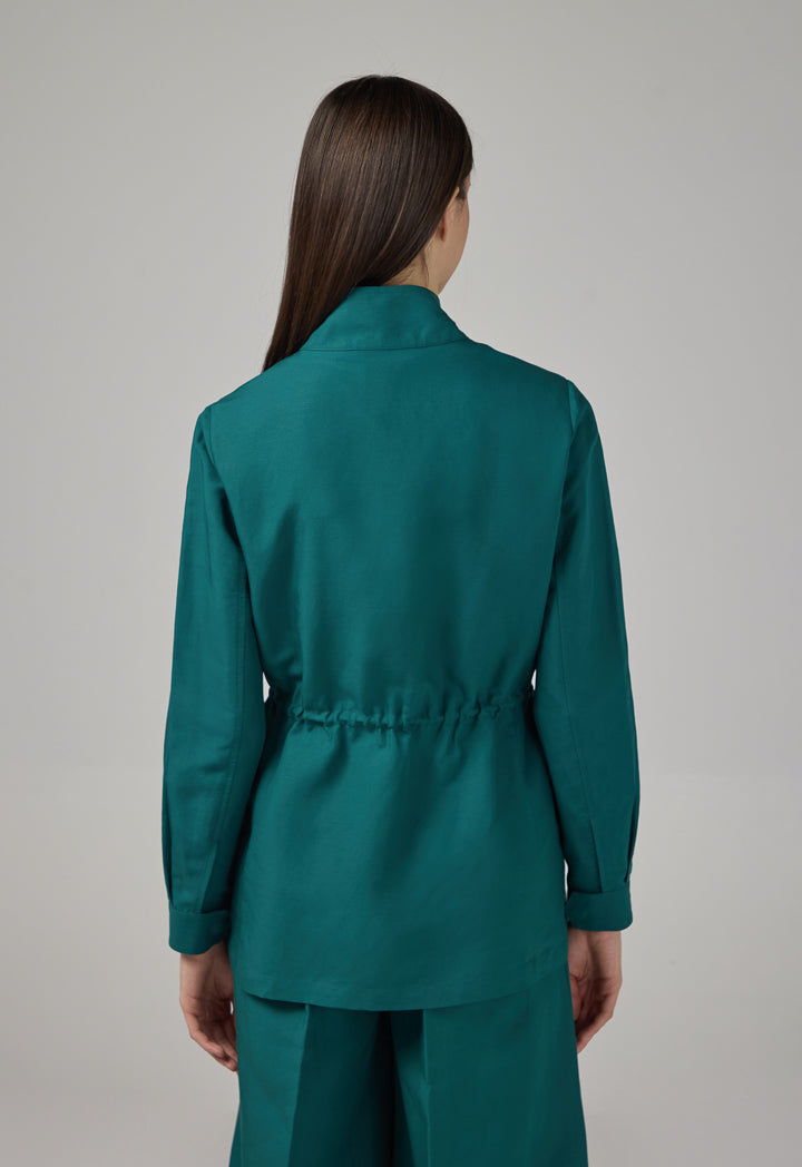 Choice Front Flap Pocket Basic Jacket Teal