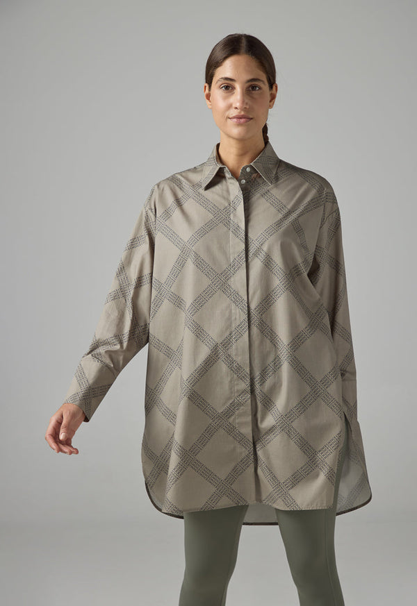 Choice Long Sleeve Printed Monogram Shirt  Khaki