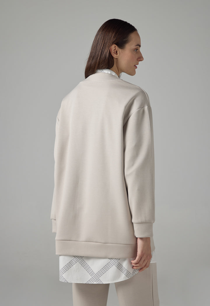 Choice Long Sleeve Drop Shoulder Cardigan Light Grey