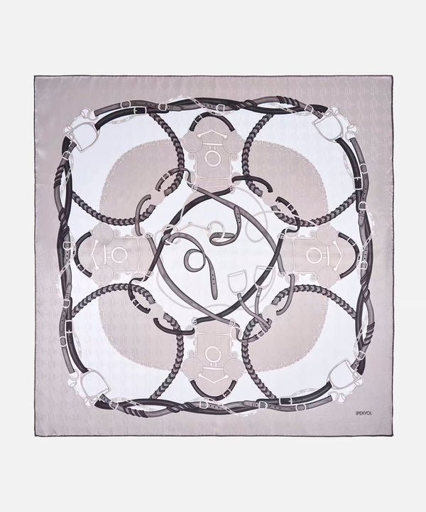Ipekyol 100% Silk Printed Scarf Grey