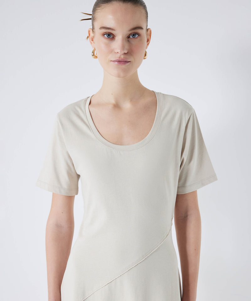 Ipekyol Combed Cotton Dress With Diagonal Stitching Stone