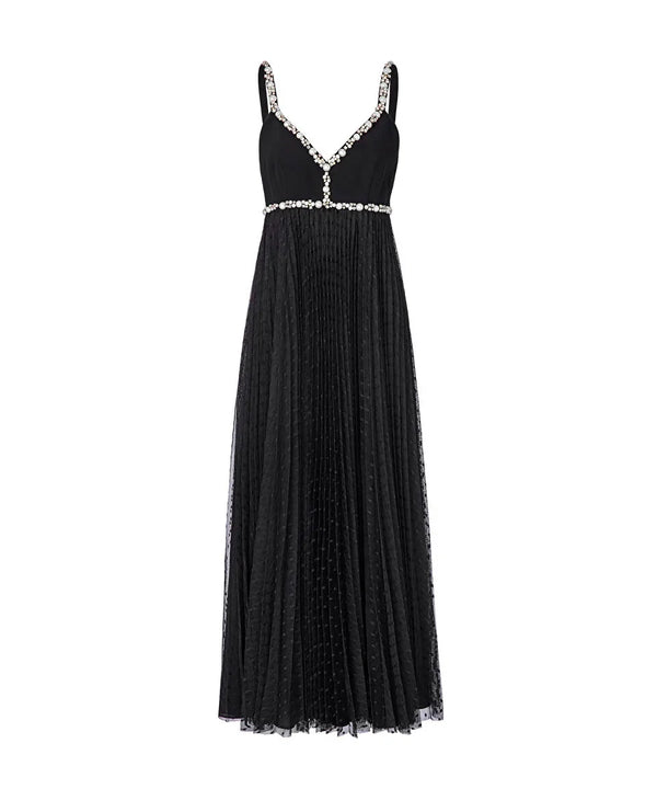 Ipekyol Stone And Pearl Striped Maxi Dress Black