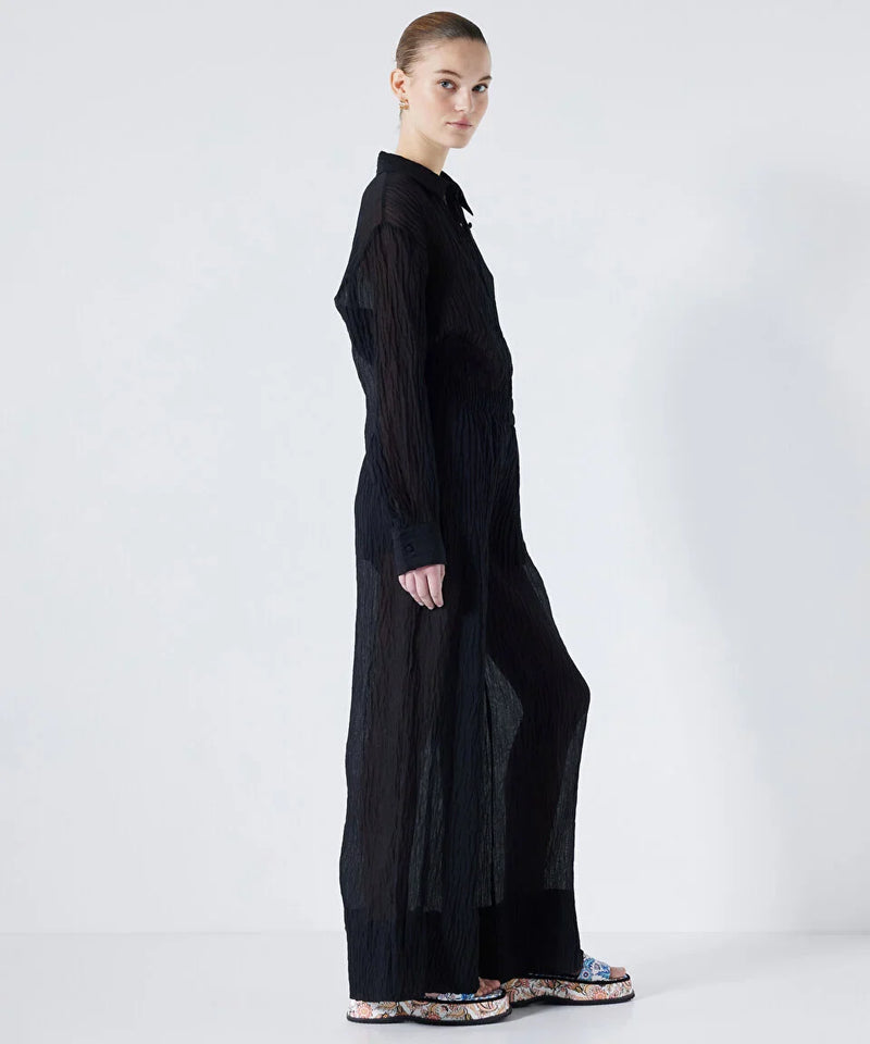 Ipekyol Textured Wide Leg Fit Trousers Black