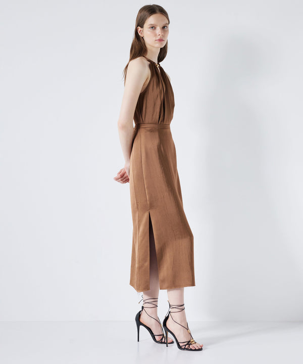 Ipekyol Shiny Textured Midi Skirt Brown