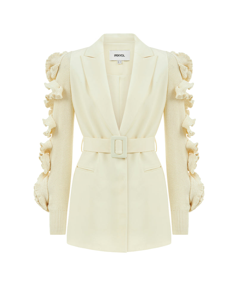 Ipekyol Sleeve Detailed Belted Jacket Off White