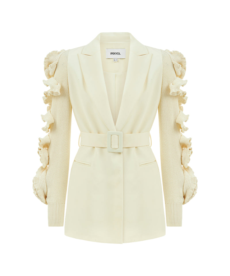 Ipekyol Sleeve Detailed Belted Jacket Off White