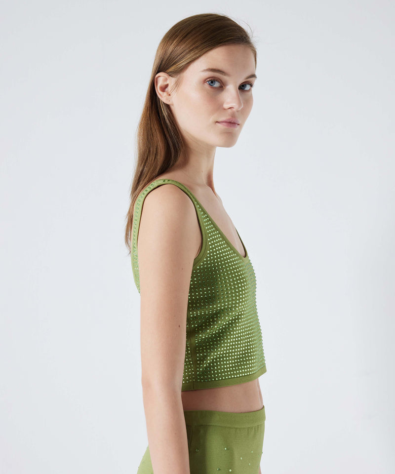 Ipekyol Hotfix Printed Crop Knitwear Green