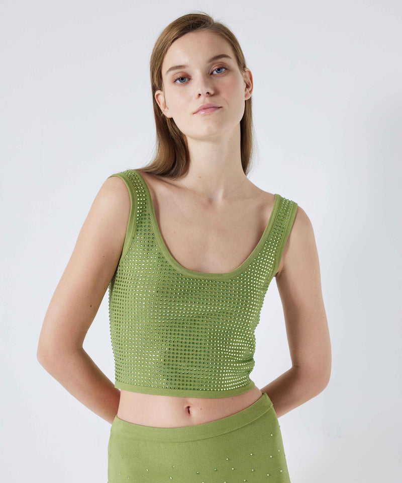 Ipekyol Hotfix Printed Crop Knitwear Green