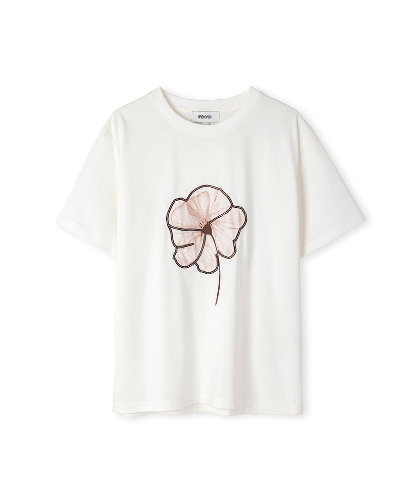 Ipekyol Floral Printed Slogan T-Shirt White