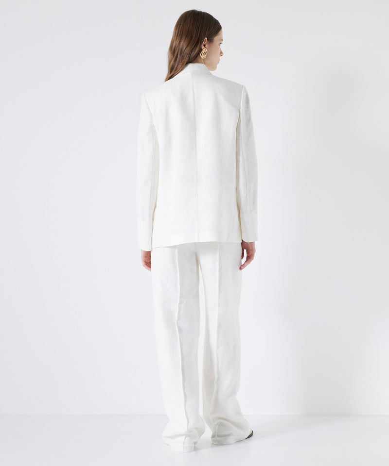 Ipekyol Linen Double-Breasted Blazer Off White