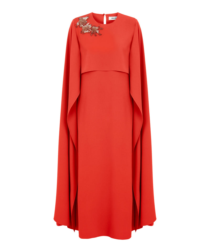 Ipekyol Cape-Effect Dress With Embellishment Vermillion