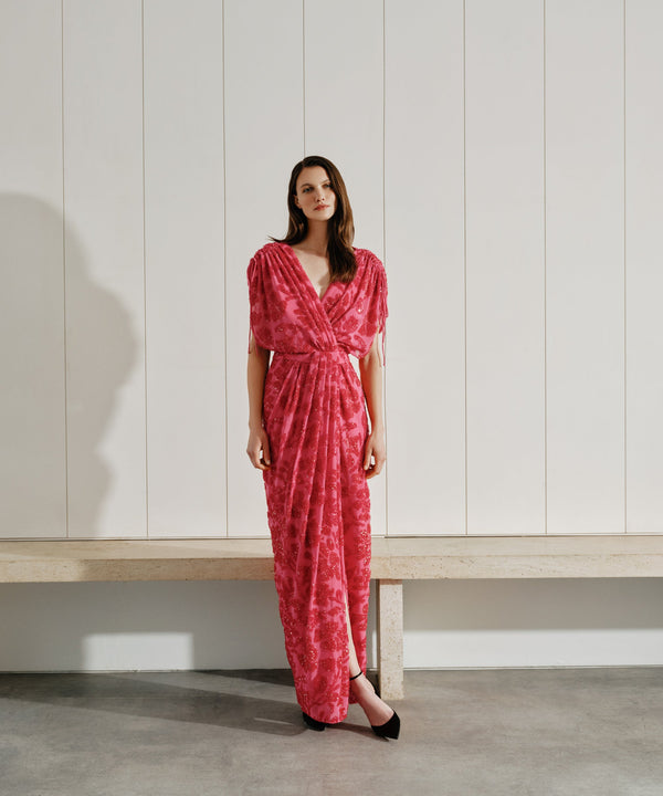 Ipekyol Sequined Chiffon Dress Fuchsia