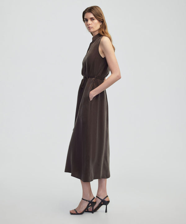 Ipekyol Belted Cupro Dress Brown