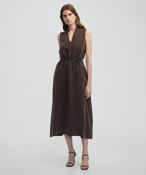 Ipekyol Belted Cupro Dress Brown