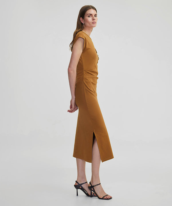 Ipekyol Metallic Accessory Midi Dress Tobac