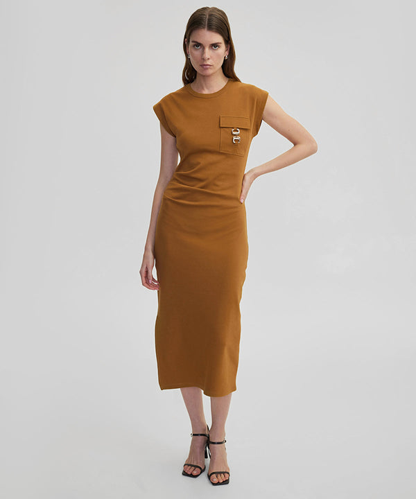 Ipekyol Metallic Accessory Midi Dress Tobac