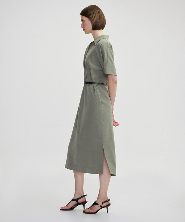 Ipekyol Belted Shirt Collar Dress Khaki