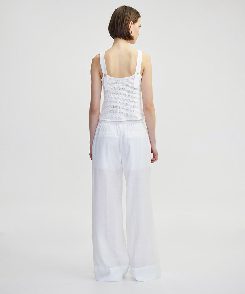 Ipekyol Wide Leg Fit Trousers With Iron Marks Ecru