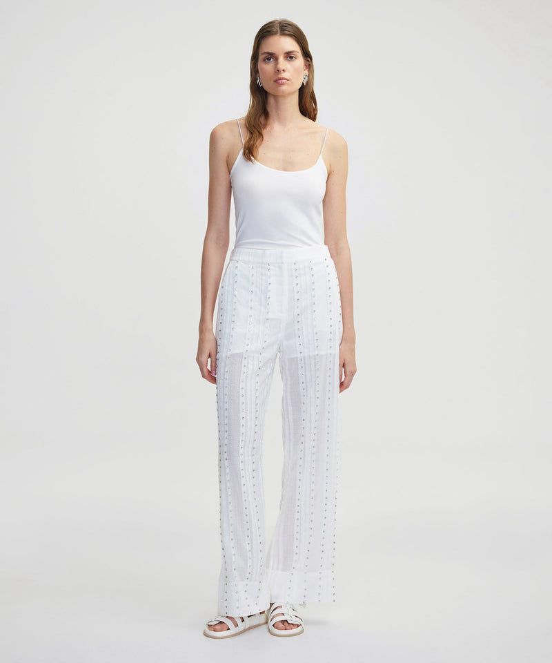 Ipekyol Strass Stone Printed Trousers Off White
