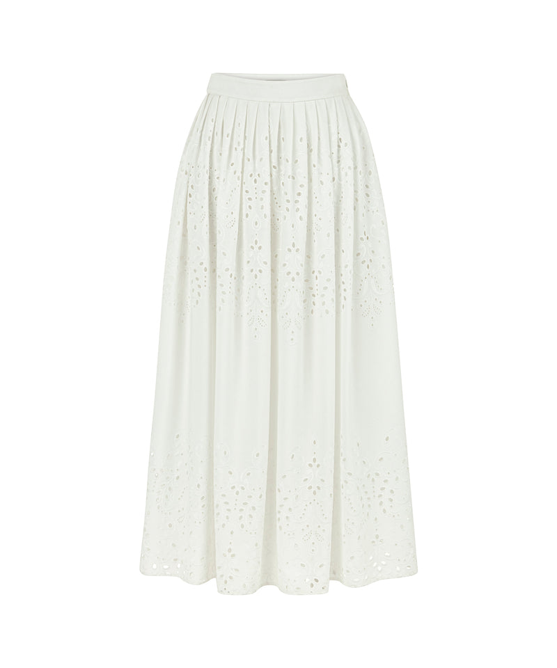 Ipekyol Embroidered Detail Pleated Skirt Off White