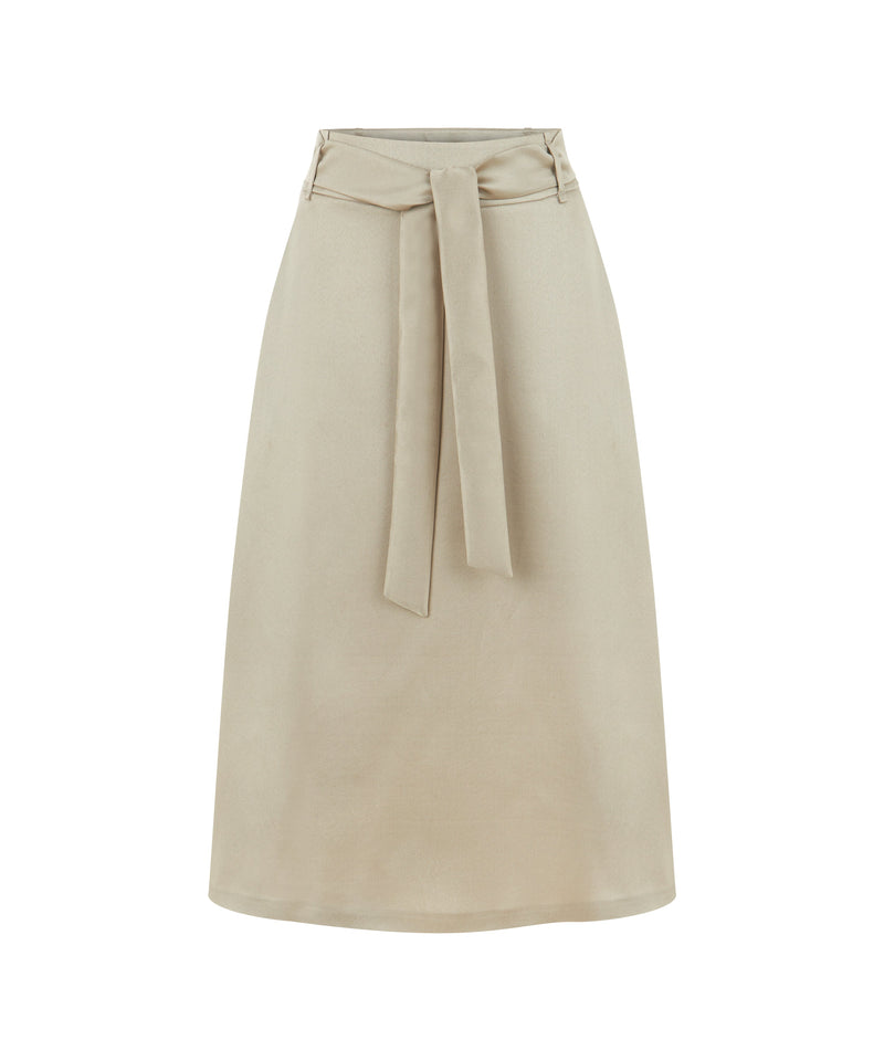 Ipekyol Self Belted A-Line Skirt Light Khaki