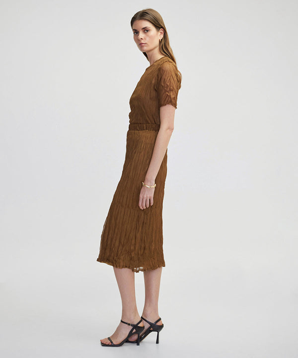 Ipekyol Wrinkled Look Midi Skirt Tobac