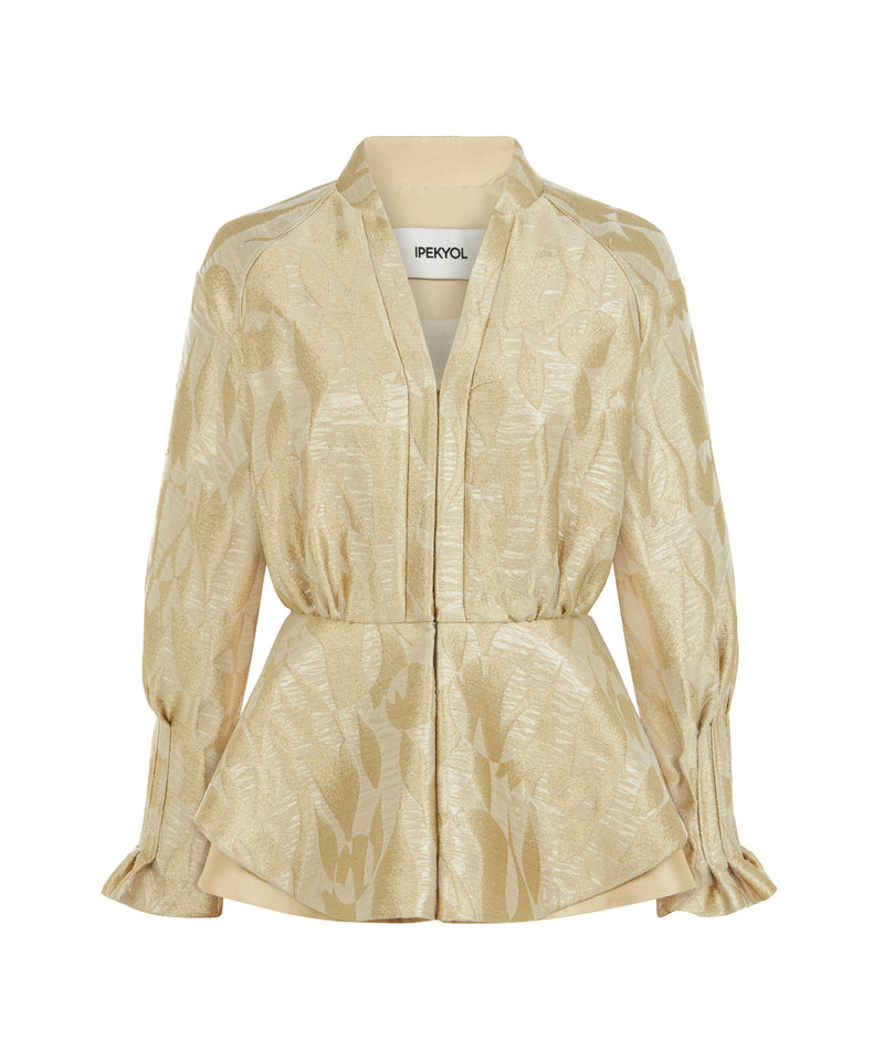 Ipekyol Patterned V-Neck Jacket Gold