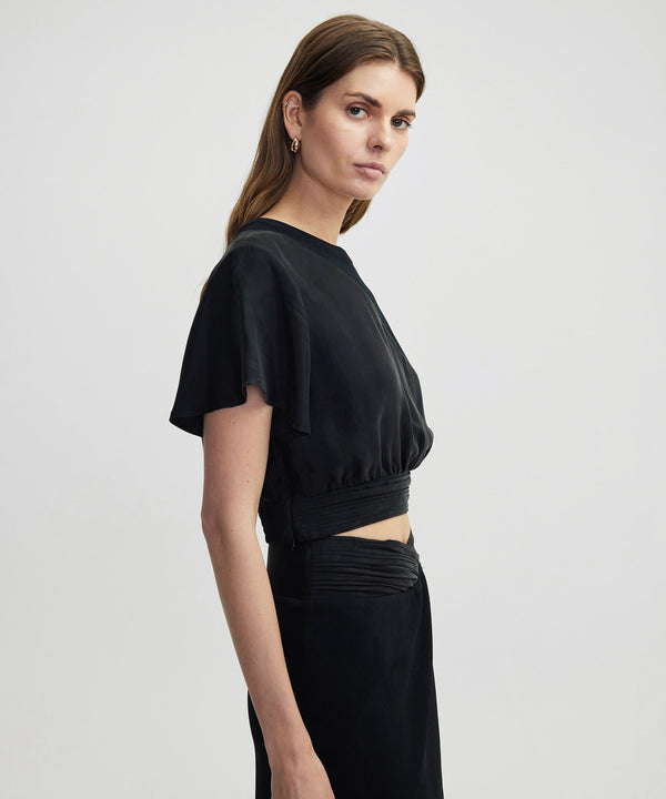 Ipekyol Asymmetrical Sleeve Blouse Black