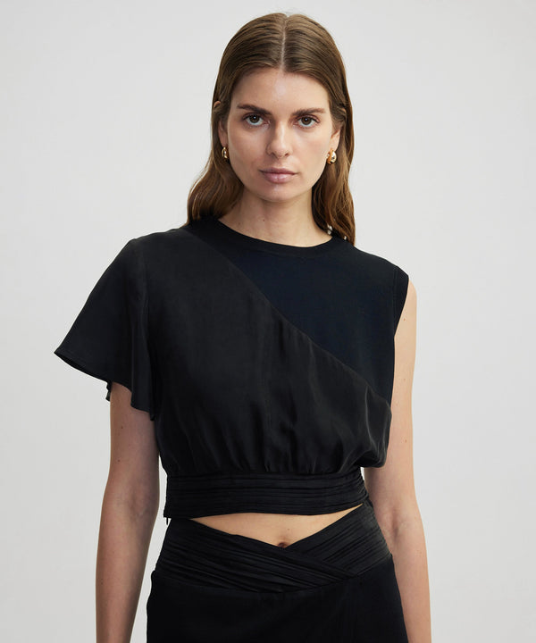 Ipekyol Asymmetrical Sleeve Blouse Black