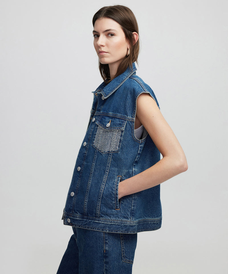 Ipekyol Hotfix Printed Denim Vest Indigo