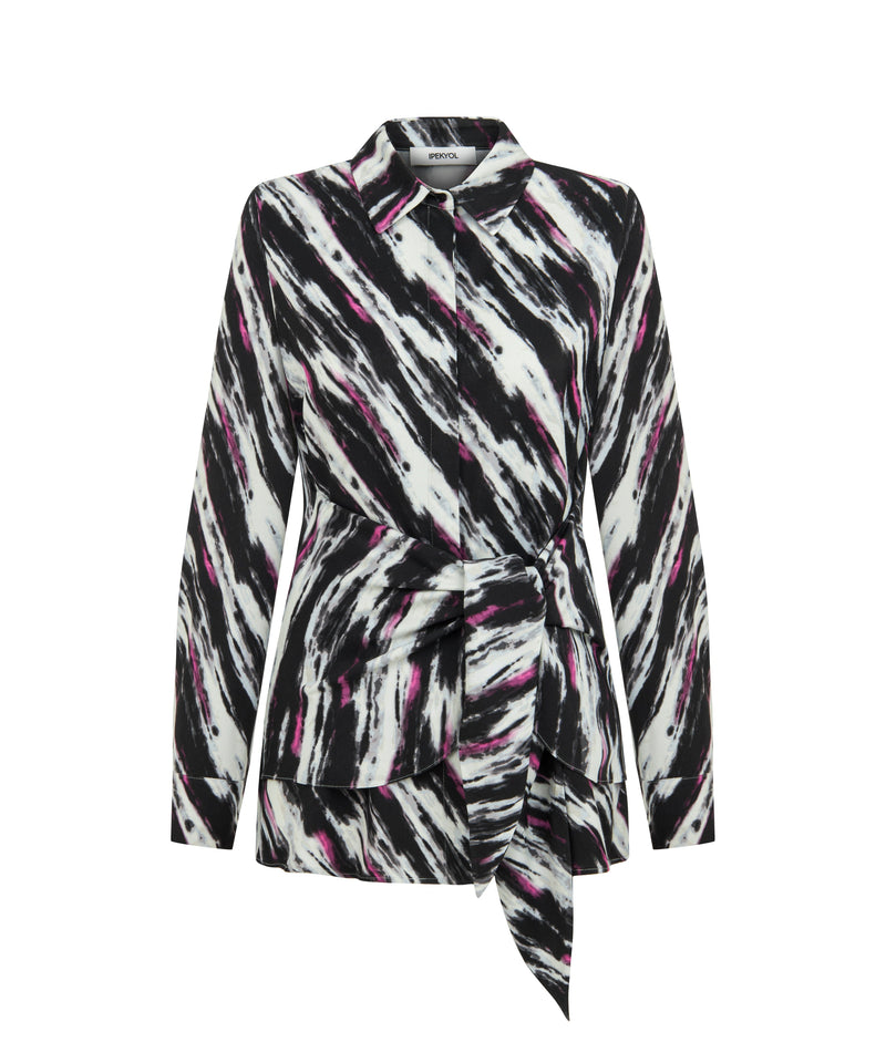 Ipekyol Patterned Belted Shirt Black