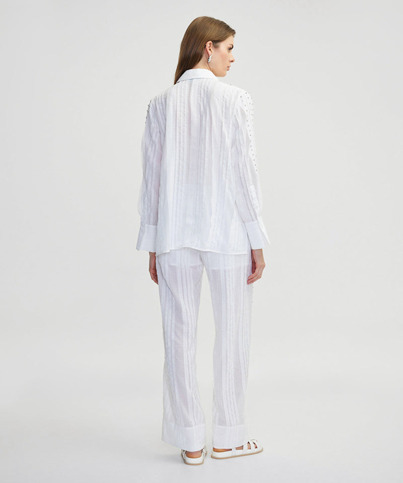 Ipekyol Strass Stone Printed Shirt Off White