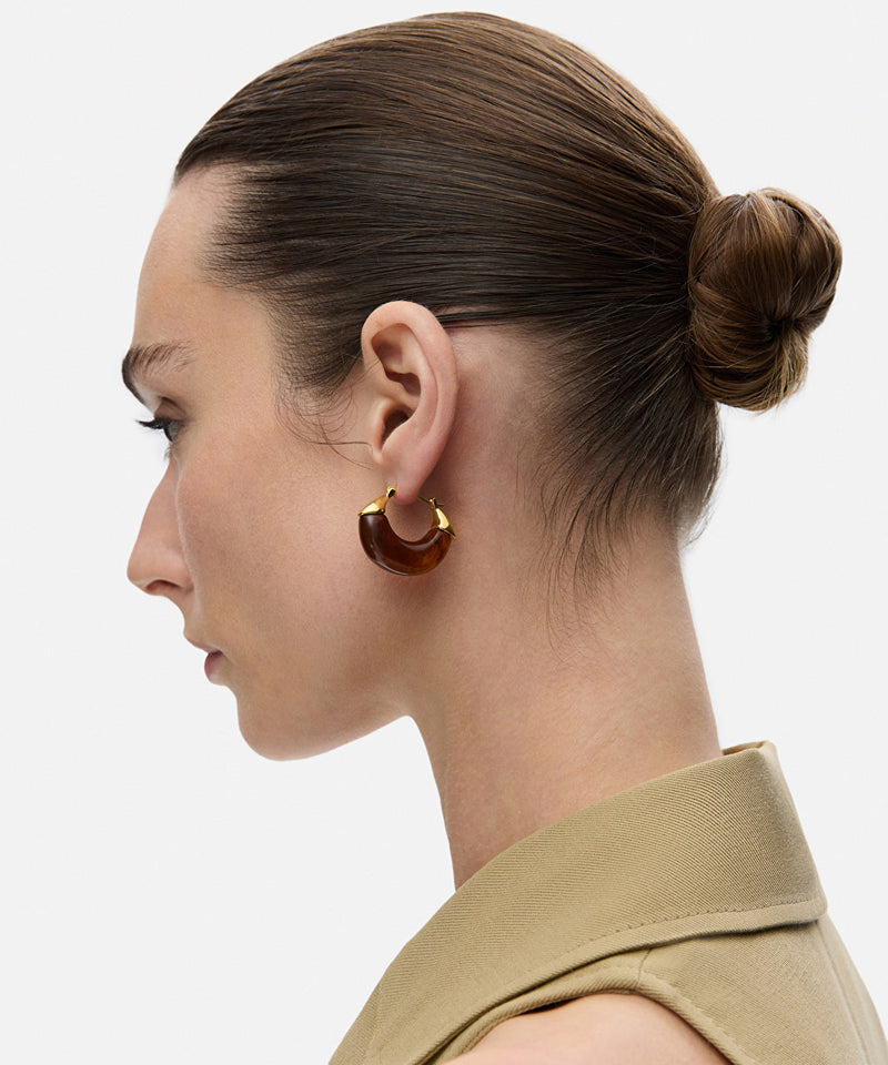 Ipekyol Contrast Resin Metal Earrings Brown