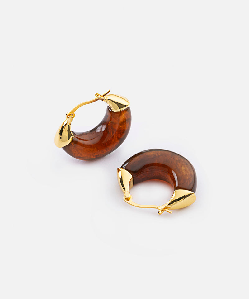 Ipekyol Contrast Resin Metal Earrings Brown