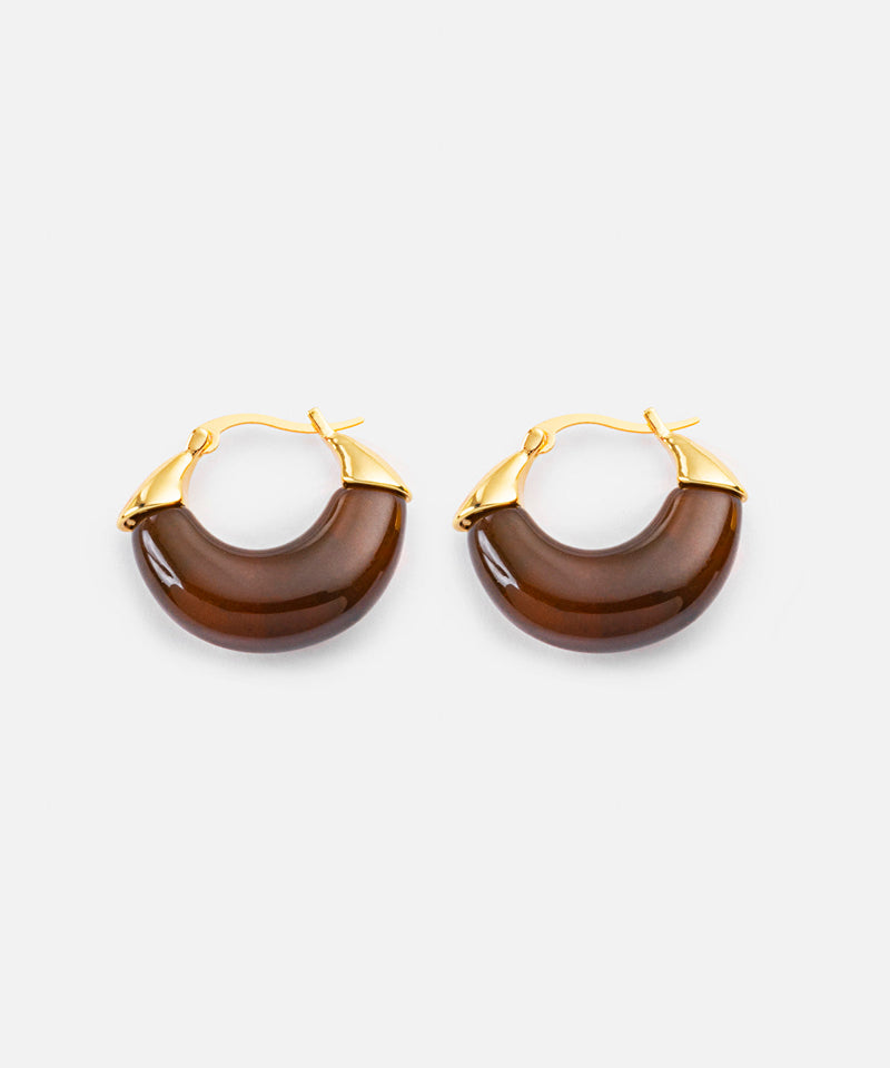 Ipekyol Contrast Resin Metal Earrings Brown