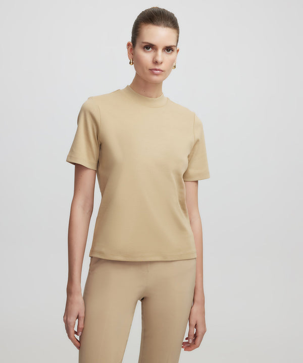 Ipekyol Basic High Collar T-Shirt Natural