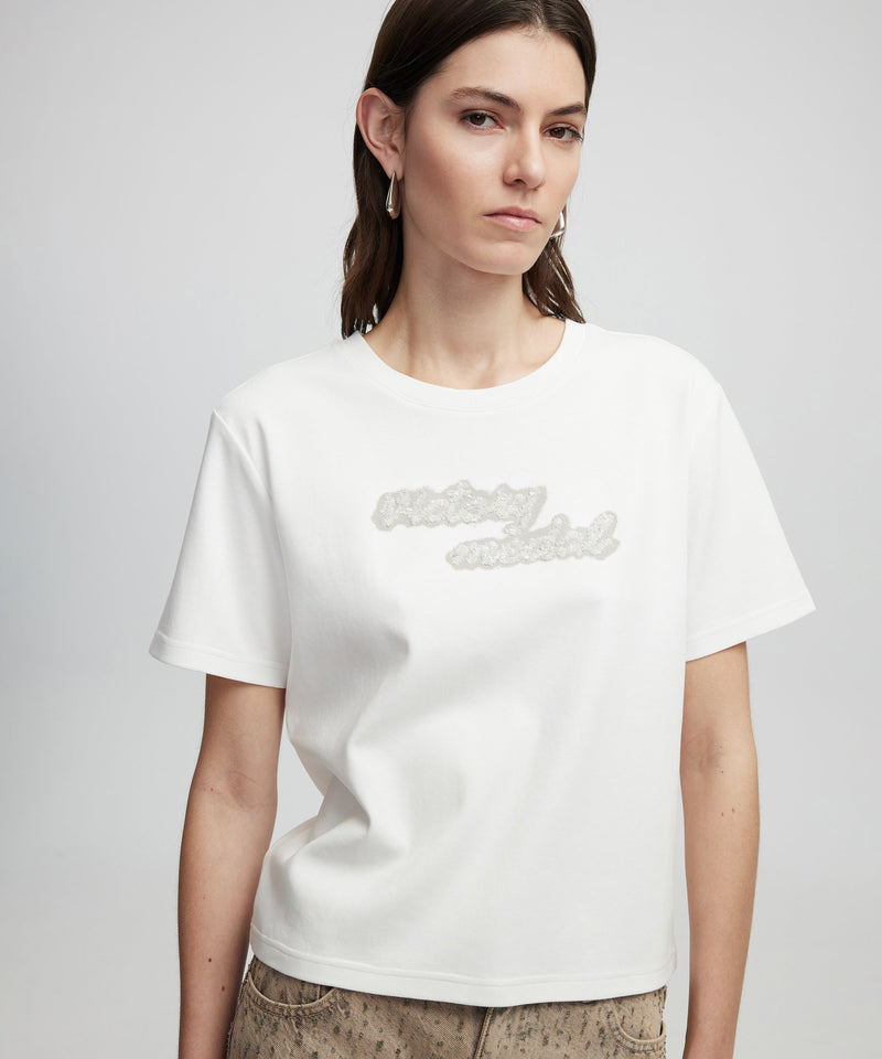 Ipekyol Slogan Embroidered T-Shirt White