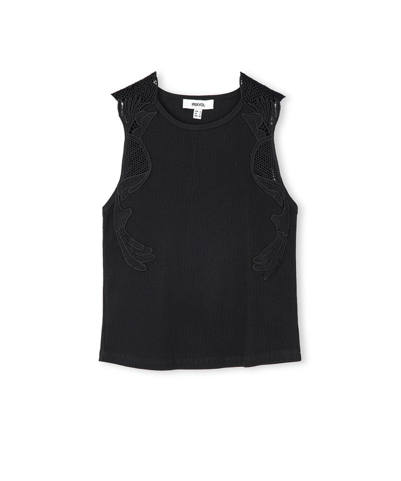 Ipekyol Embroidered Ribbed T-Shirt Black