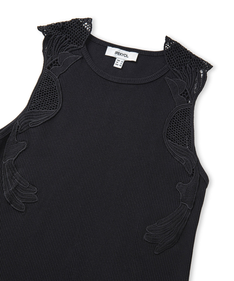 Ipekyol Embroidered Ribbed T-Shirt Black