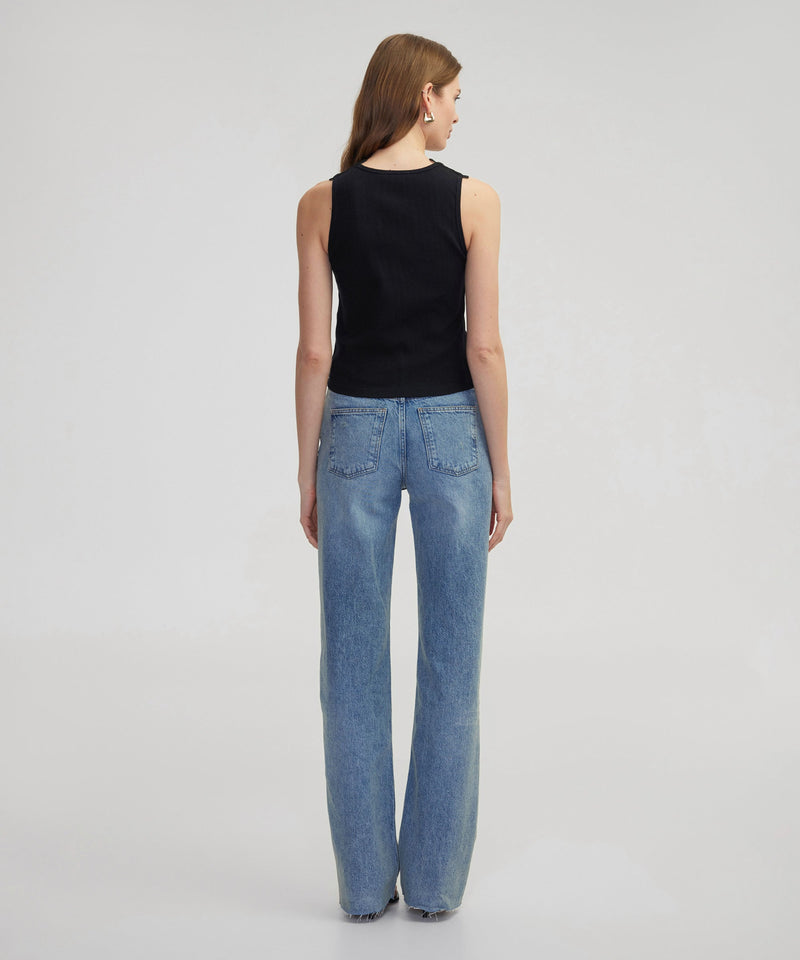 Ipekyol Embroidered Ribbed T-Shirt Black