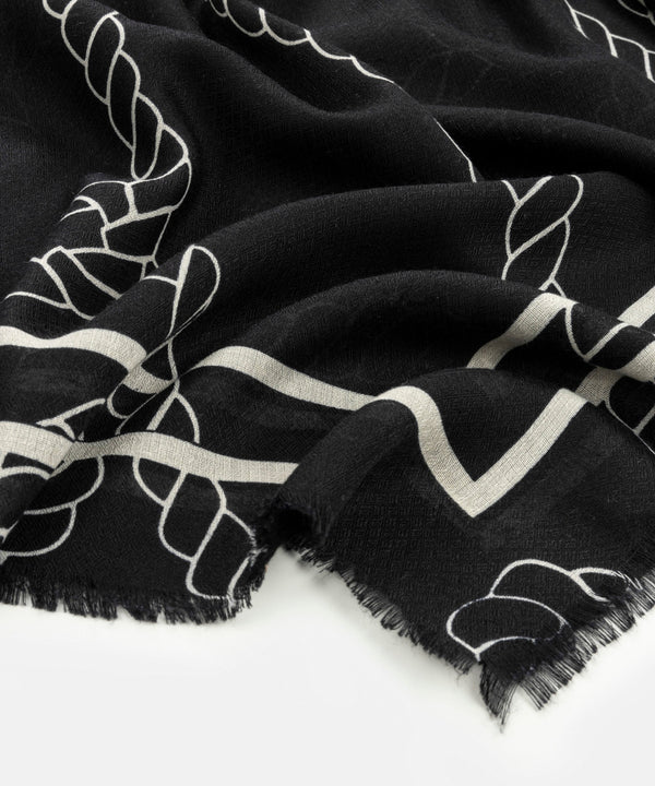 Ipekyol Silk Blend Patterned Scarf Black