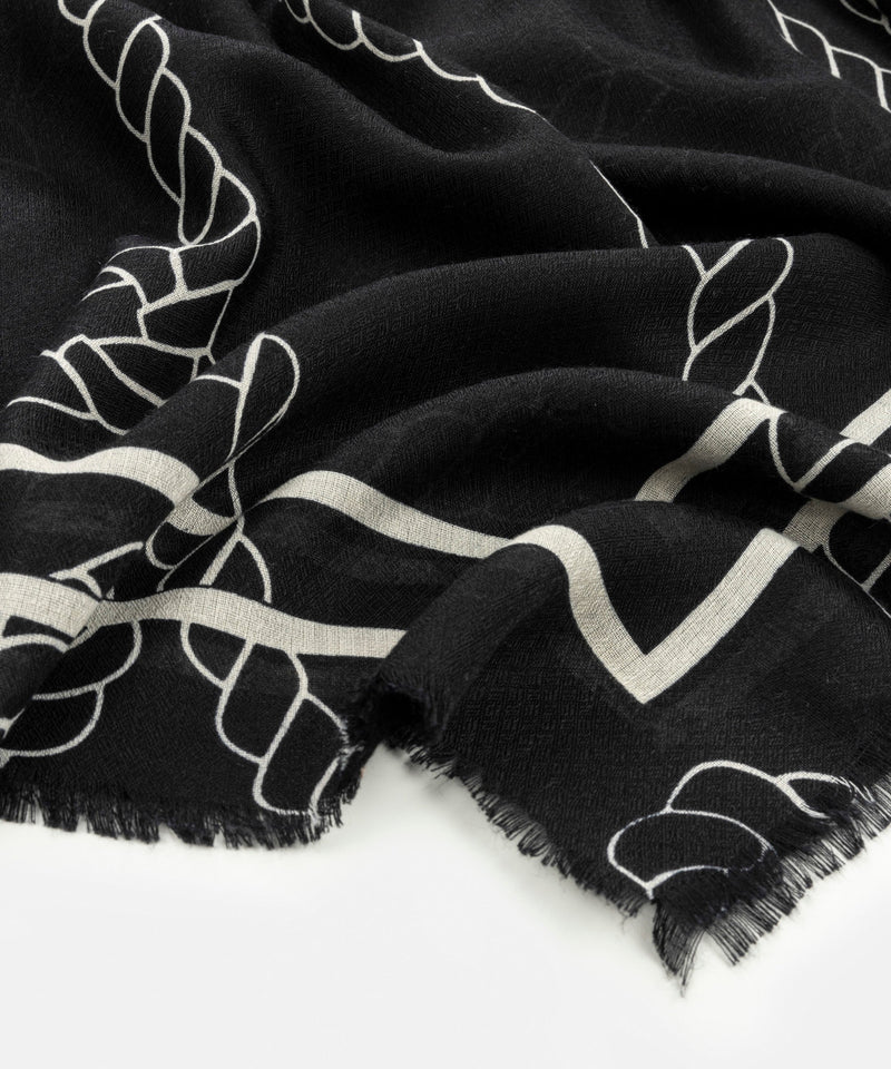 Ipekyol Silk Blend Patterned Scarf Black
