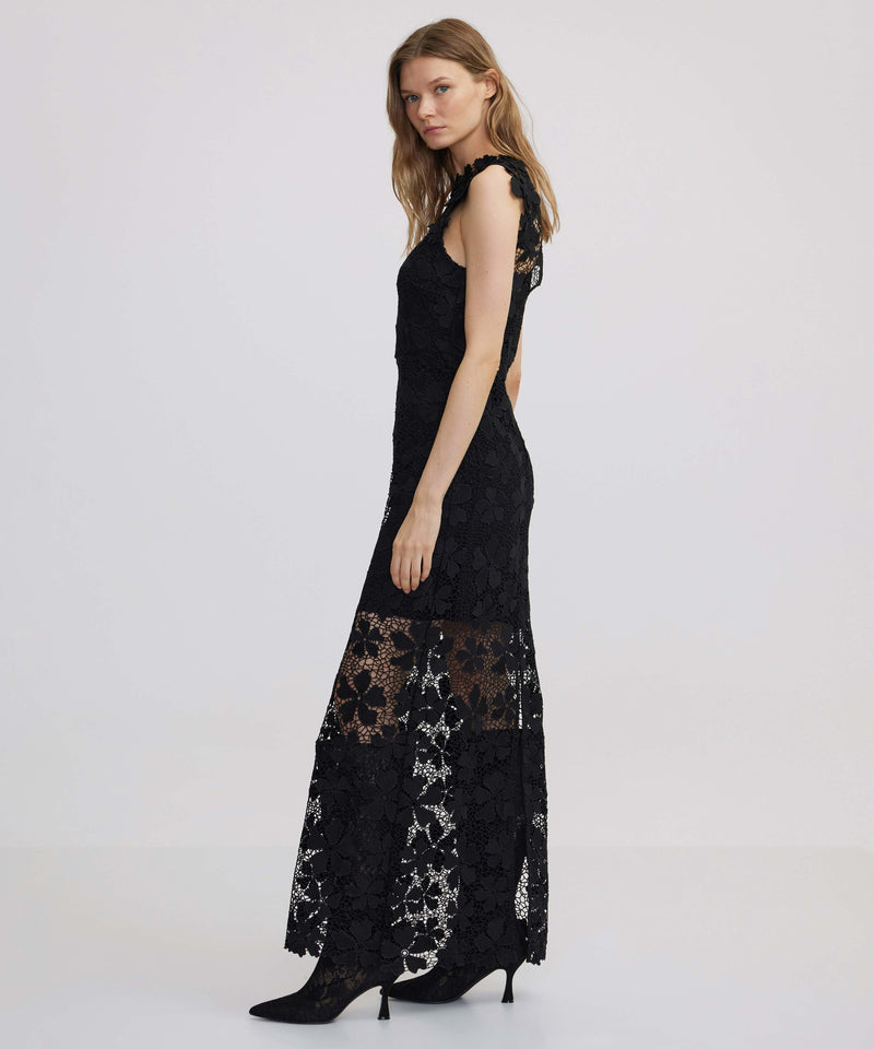 Ipekyol 3D Floral Applique Lace Dress Black